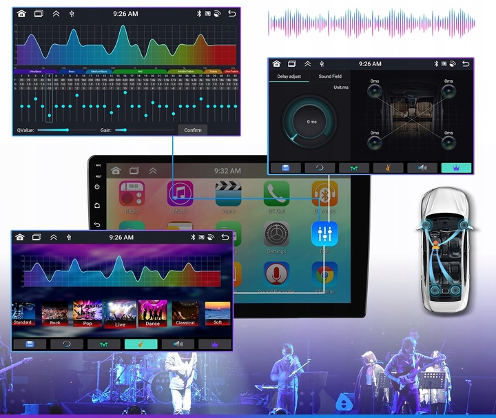 RADIO SAMOCHODOWE 2 DIN 4GB/64GB ANDROID AUTO CARPLAY ANDROID 13 RDSDSP 10"