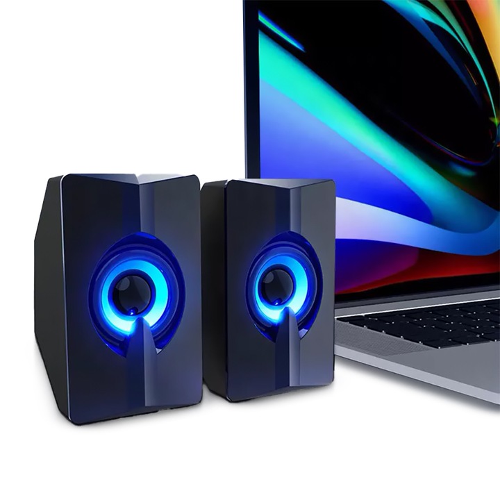 GŁOŚNIKI KOMPUTEROWE LED LAPTOP PC USB T-WOLF S5