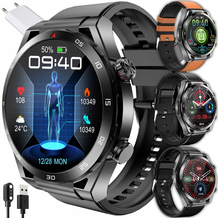 SMARTWATCH ZEGAREK MĘSKI GLUKOZA POMIAR CUKRU EKG CIŚNIENIE MENU POLSKIE