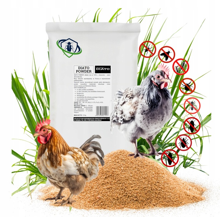 DIATOMIT NATURALNA ZIEMIA OKRZEMKOWA WSPARCIE DLA KUR 10KG