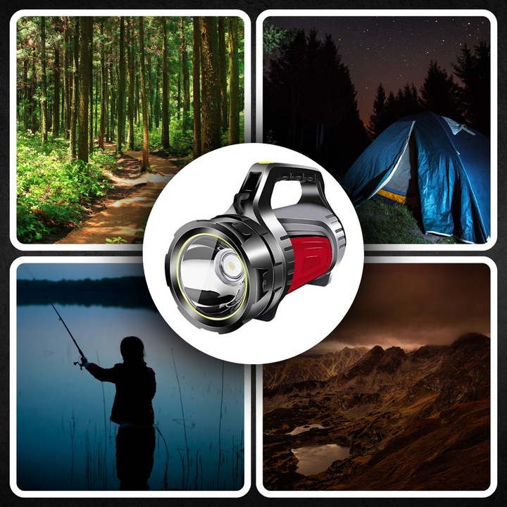 MOCNA LATARKA AKUMULATOROWA SZPERACZ LED POWERBANK ŁADOWANIE TURYSTYCZNA