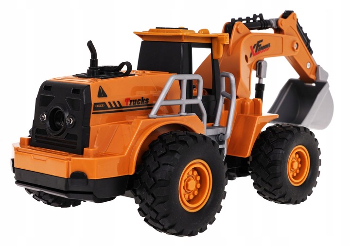 KOPARKA ZDALNIE STEROWANA 1:22 Z FUNKCJĄ DYMU GUMOWE OPONY , ŚWIATŁA LED