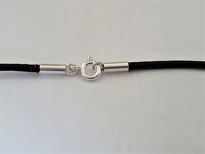 RZEMIEŃ RZEMYK CZARNY Z ZAPIĘCIAMI ZE SREBRA 925 70 CM