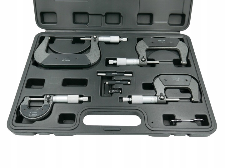 MIKROMETRY 0-100 mm ZESTAW 4x MIKROMETR ZEWNĘTRZNY