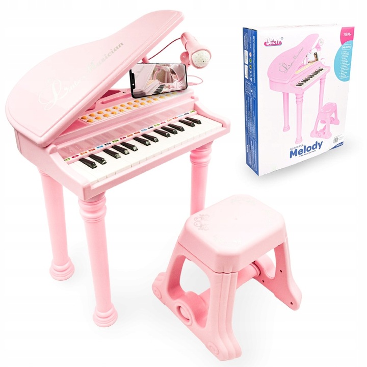 PIANINO ORGANY KEYBOARD DLA DZIECI KRZESEŁKO MIKROFON KARAOKE TRZY KOLORY