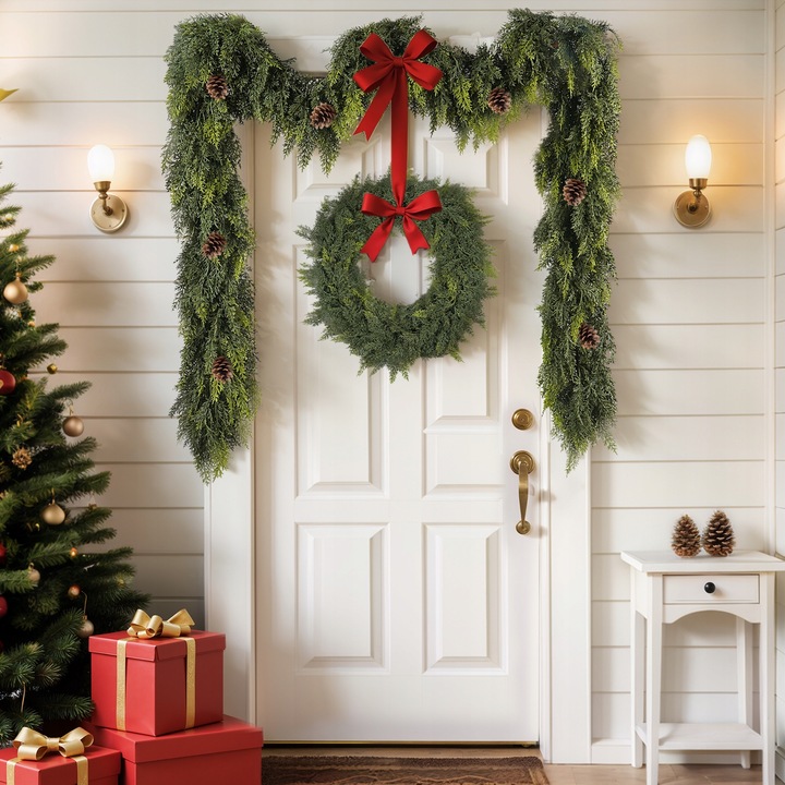 GIRLANDA CEDROWA ŚWIĄTECZNA 180CM ZIELONA DO DOMU I RESTAURACJI