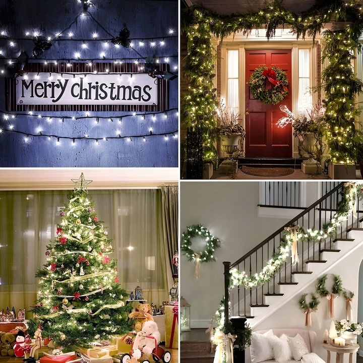 LAMPKI CHOINKOWE 1000 LED BIAŁE ZIMNE IP44 68 M 8 TRYBÓW NA CHOINKĘ