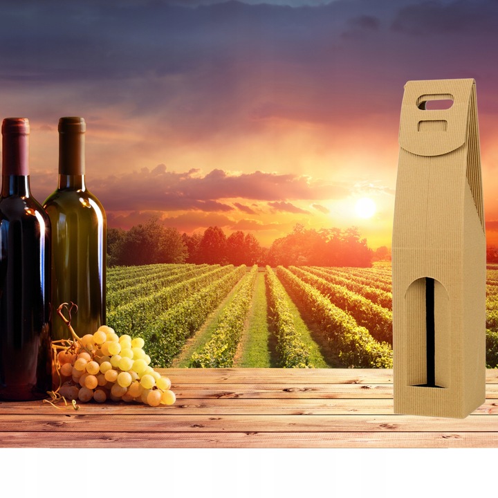 Torebka Pudełko na Wino z Okienkiem LOGO Nadruk Full Kolor 40x9x9 cm 30 szt