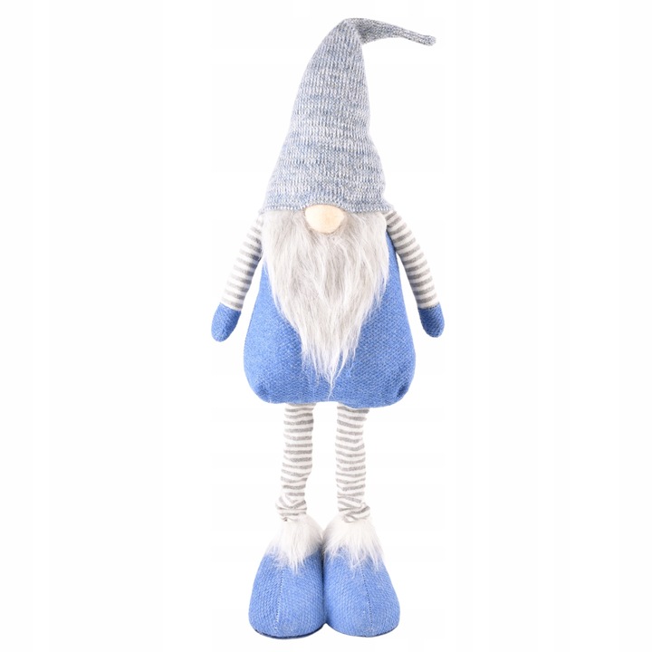 Dekoracja świąteczna ZIMOWA granatowy gnom na teleskopowych nogach 82 cm