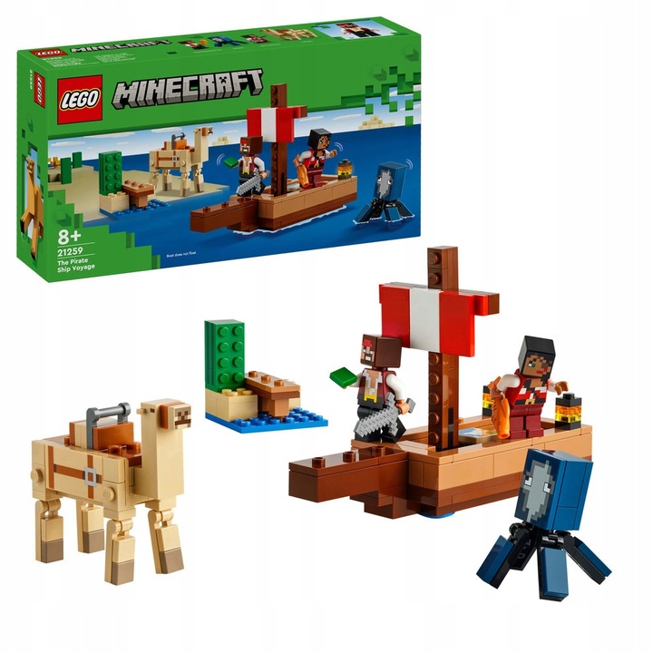 LEGO MINECRAFT 21259 Statek Piracki Figurki Wielbłąd Zestaw Klocki + Torba