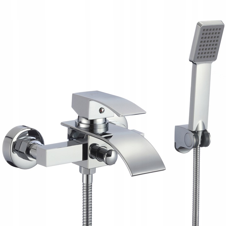 Bateria wannowa z prysznicem ścienna chrom wodospad kran do wanny kaskada