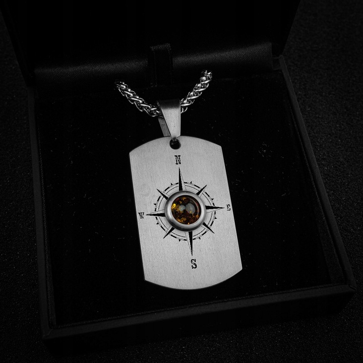 Nieśmiertelnik Tytanowy Naszyjnik Męski z GRAWEREM + ŁAŃCUSZEK i OPAKOWANIE