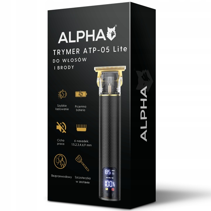 MASZYNKA TRYMER DO STRZYŻENIA GOLENIA WŁOSÓW BRODY ALPHA