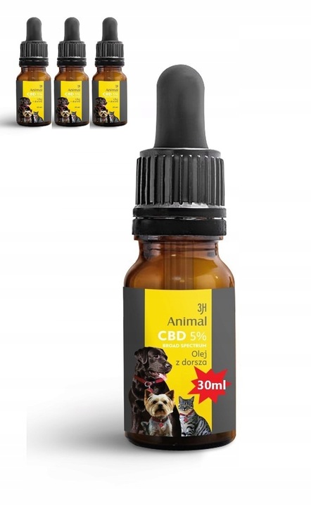 CBD 5% OLEJEK KONOPNY DLA PSÓW PSA KOTÓW KOTA 30ml BROAD SPECTRUM