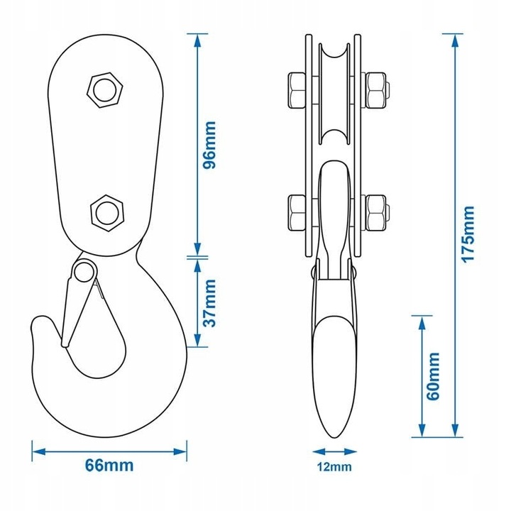 Zblocze z hakiem 2T do wyciągarki