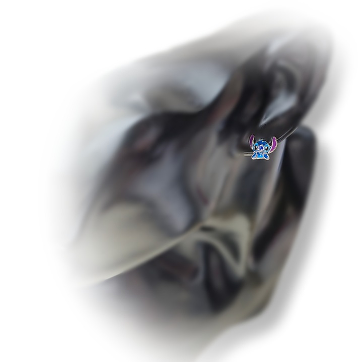 Pr.925 Srebrne bajkowe kolczyki Stich dla dziewczynki - HIT kolorowy Stitch