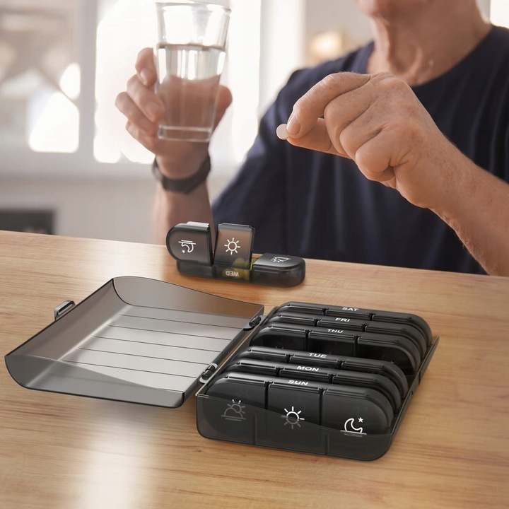 V5 PUDEŁKO NA LEKI TABLETKI POJEMNIK ORGANIZER NA 7 dni 3 PORY DNIA POLSKI