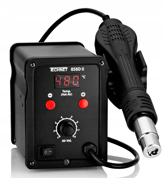 858D-II STACJA LUTOWNICZA LUTOWNICA HOT AIR 4 DYSZE KALIBRACJA TEMPERATURY