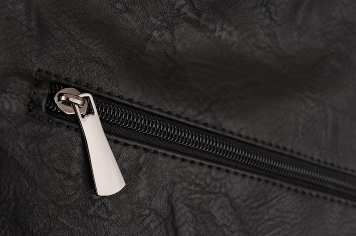 CZARNA TOREBKA plecione rączki torba worek shopper miękka skóra A4