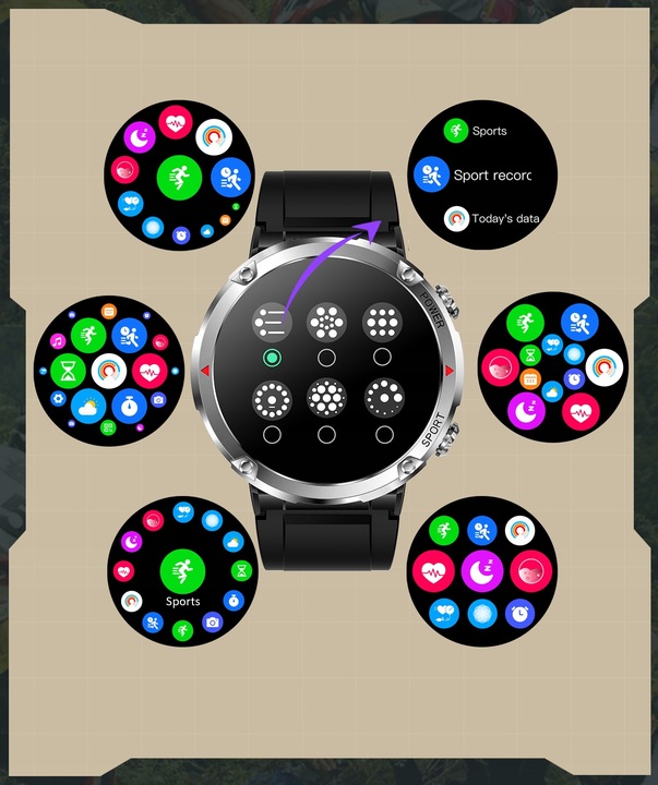 ZEGAREK MĘSKI SMARTWATCH SHD 400px CIŚNIENIOMIERZ PULSOMETR ROZMOWY PL MENU