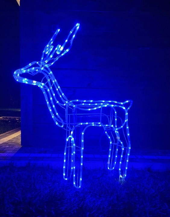 Renifer LED Świąteczny Świecący Figurka Na Zewnątrz XL 85 Duży Niebieski