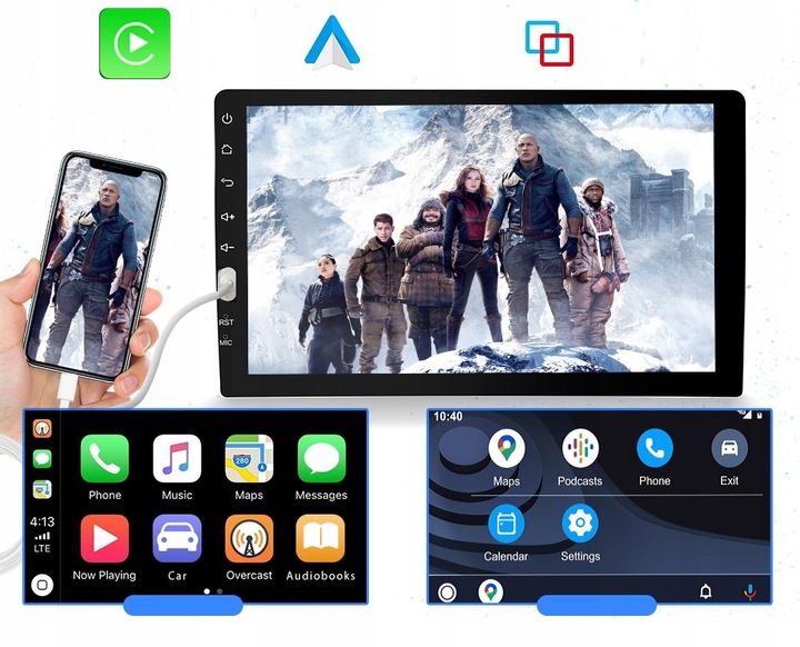 RADIO SAMOCHODOWE 1 DIN 9 CALI BT EKRAN DOTYKOWY MIRROR LINK CARPLAY USB