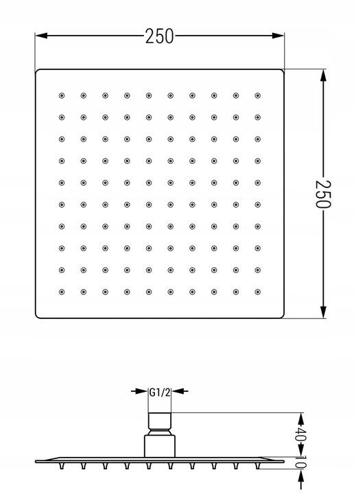 MEXEN DESZCZOWNICA SLIM KWADRAT 25 x 25 cm CHROM