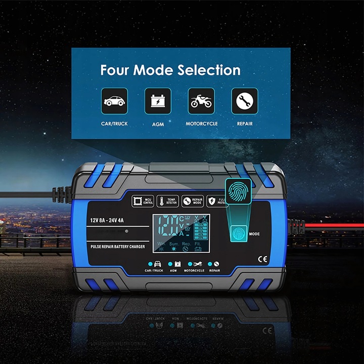 MOCNY INTELIGENTNY PROSTOWNIK ŁADOWARKA DO AKUMULATORA 12V 24V 8A In_Stock