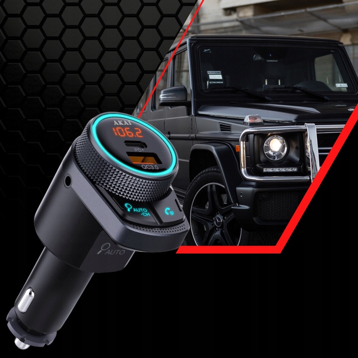 TRANSMITER samochodowy FM BLUETOOTH ŁADOWARKA AKAI FMT-80BT