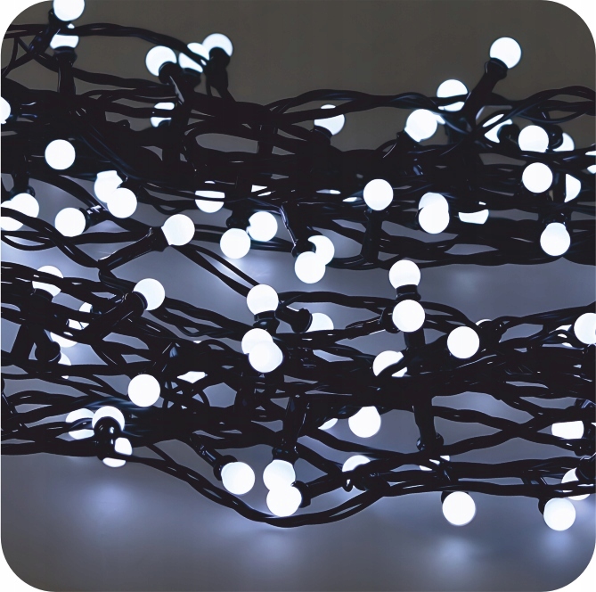 Lampki Choinkowe 200LED Kulki Zimny Białe na Choinkę Oświetlenie 16 M
