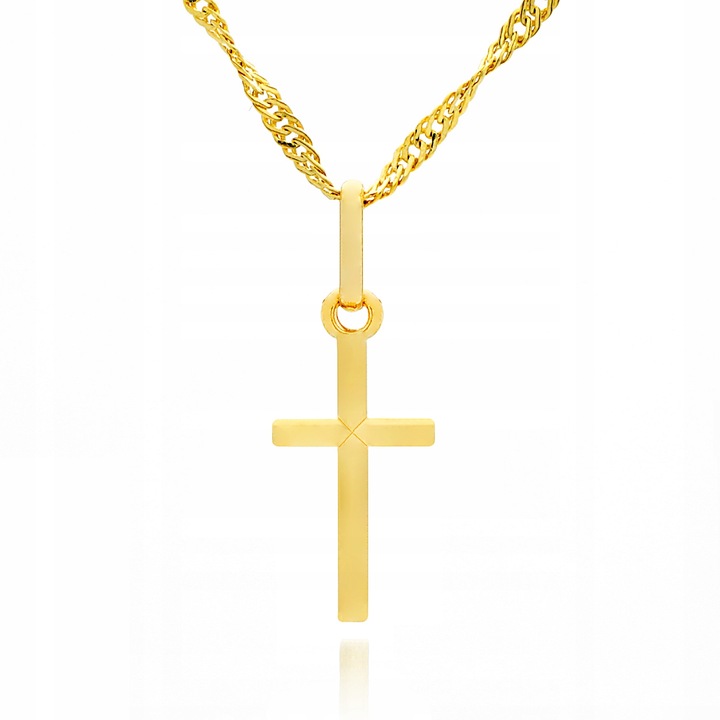Złoty łańcuszek krzyżyk złoto 585 prezent CHRZEST Pamiątka Chrztu + GRAWER