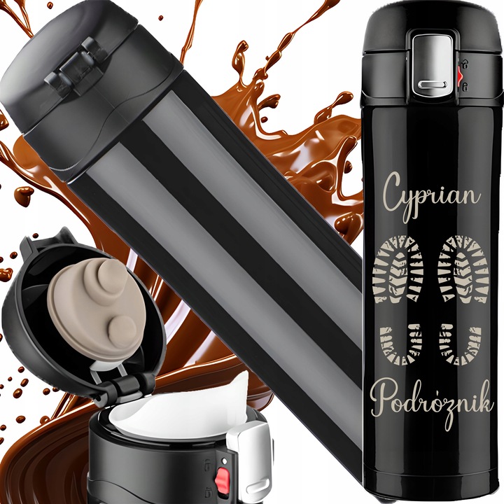 KUBEK TERMICZNY TERMOS NA KAWĘ HERBATĘ DO SAMOCHODU 440 ml PREZENT GRAWER