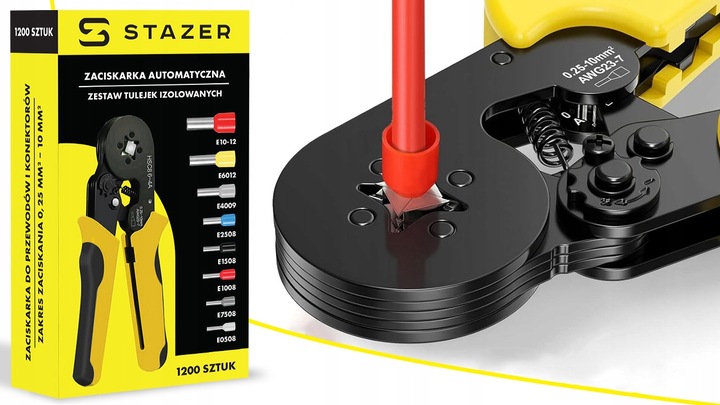 ZACISKARKA DO TULEJEK KONEKTORÓW PRZEWODÓW ZESTAW PRASKA + 1200 SZT TULEJKA