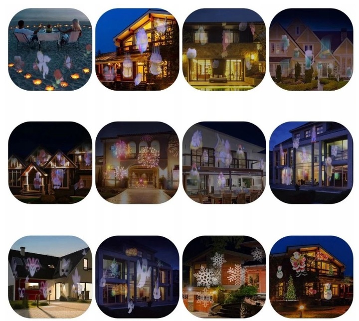 PROJEKTOR ŚWIĄTECZNY LED ŚNIEG NA PILOT LASEROWY REFLEKTOR RZUTNIK NA DOM