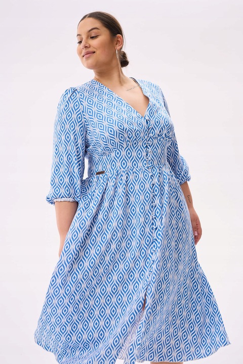 Blue shadow urocza sukienka TINA 42 niebieski wzór boho wiskoza