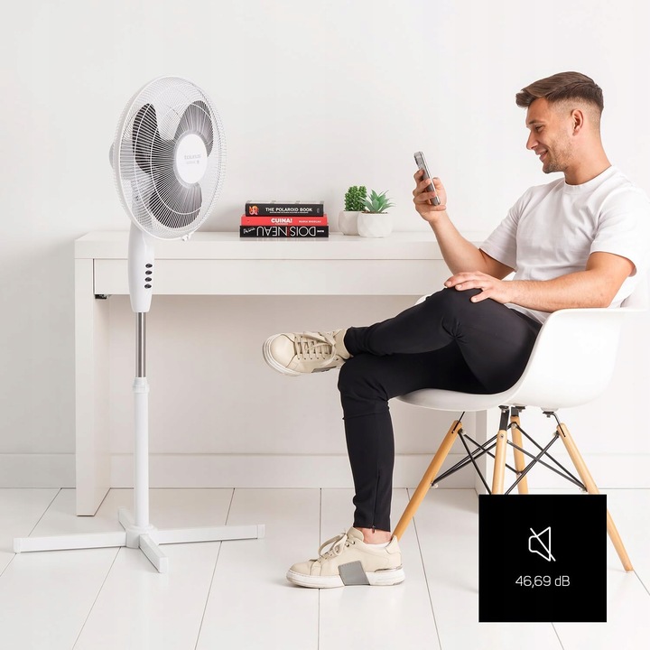 CICHY WYDAJNY WENTYLATOR STOŁOWY 45W