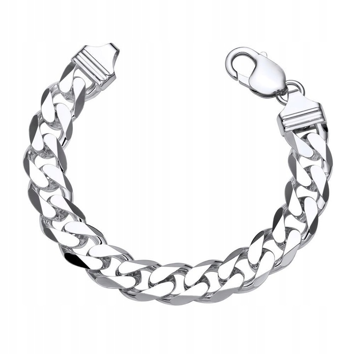 GRUBA Srebrna Bransoletka Męska Pancerka SREBRO 925 Diamentowana 12mm PEŁNA