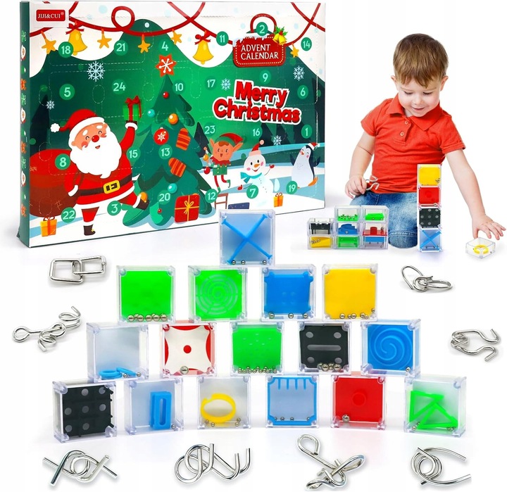 KALENDARZ ADWENTOWY 24 GRY LOGICZNE 3D ŁAMIGŁÓWKI MINI GRY ZABAKI KRATYWNE