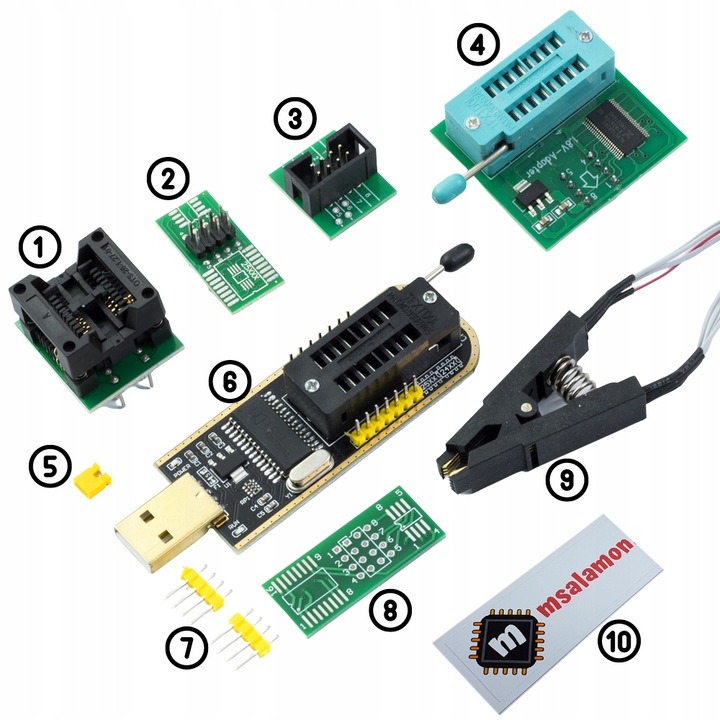 Duży zestaw programator EEPROM i Flash na CH341A I2C SPI Adapter Klips