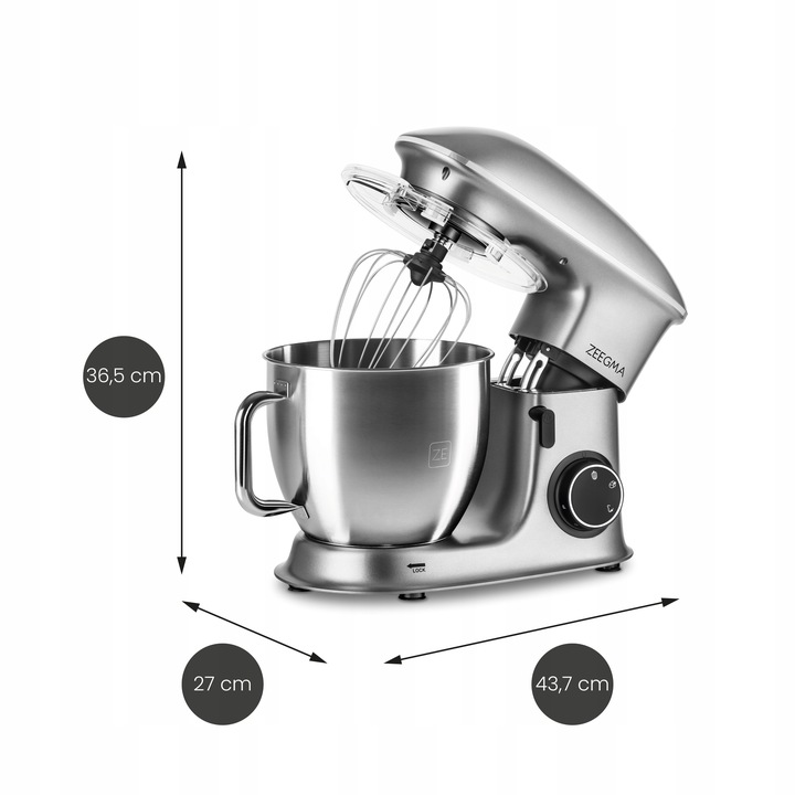 ROBOT Kuchenny Planetarny MIKSER 2200W XXL Duży Misa 6,5l 3 Końcówki