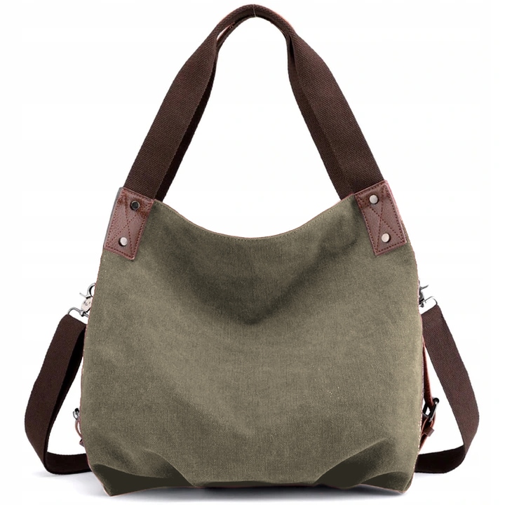 TORBA Torebka Damska ZIELONA Miejska Worek Pojemna Na Ramię Tkanina