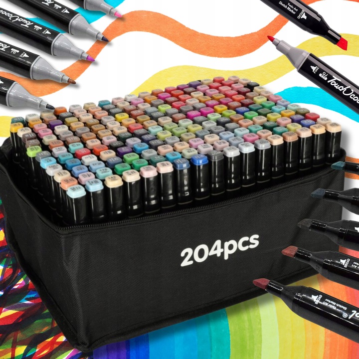 Markery 204 kolory flamastry pisaki dwustronne