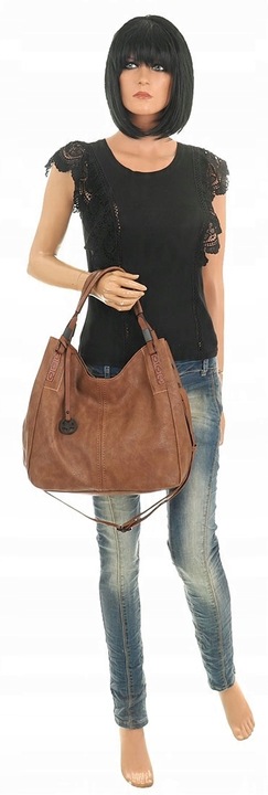Tommasini Torebka Damska Listonoszka Duża Torba Shopper Worek 2692 Brązowa