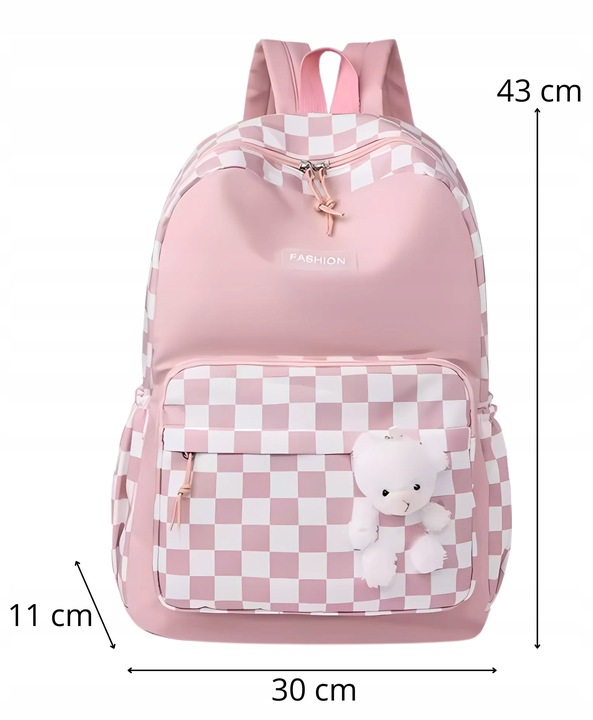 PLECAK SZKOLNY TORNISTER MŁODZIEŻOWY POJEMNY DUŻY RÓŻ DO SZKOŁY KL. 1-3