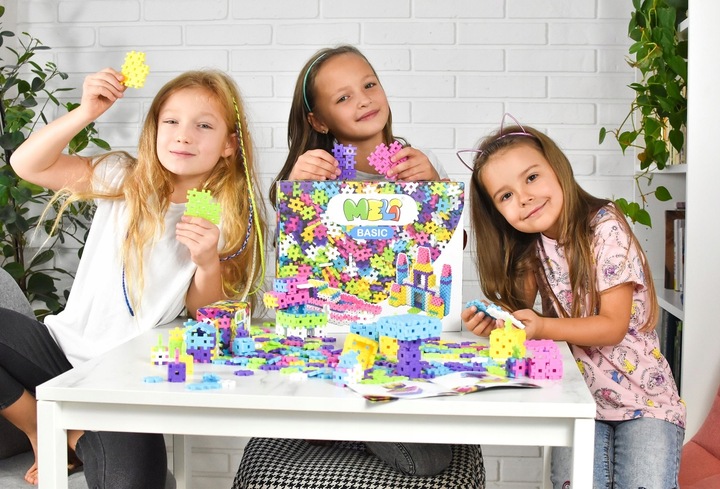 KLOCKI KONSTRUKCYJNE WAFLE MELI BASIC PINK 600 Szt GOFRY PUZZLE 3D MINI