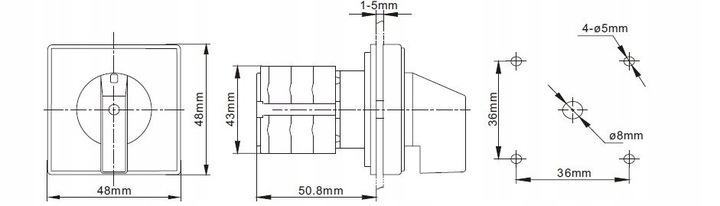 ŁĄCZNIK KRZYWKOWY TABLICOWY LEWO PRAWO 16A 3P