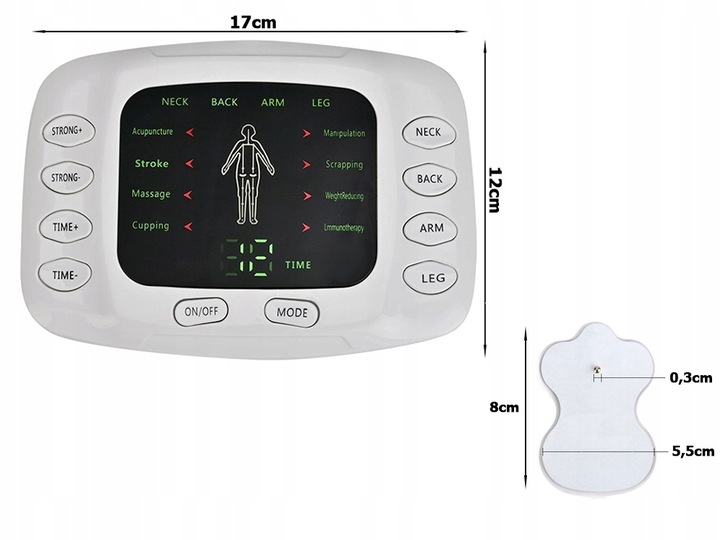 ELEKTROSTYMULATOR MIĘŚNI NERWÓW EMS TENS MOCNY