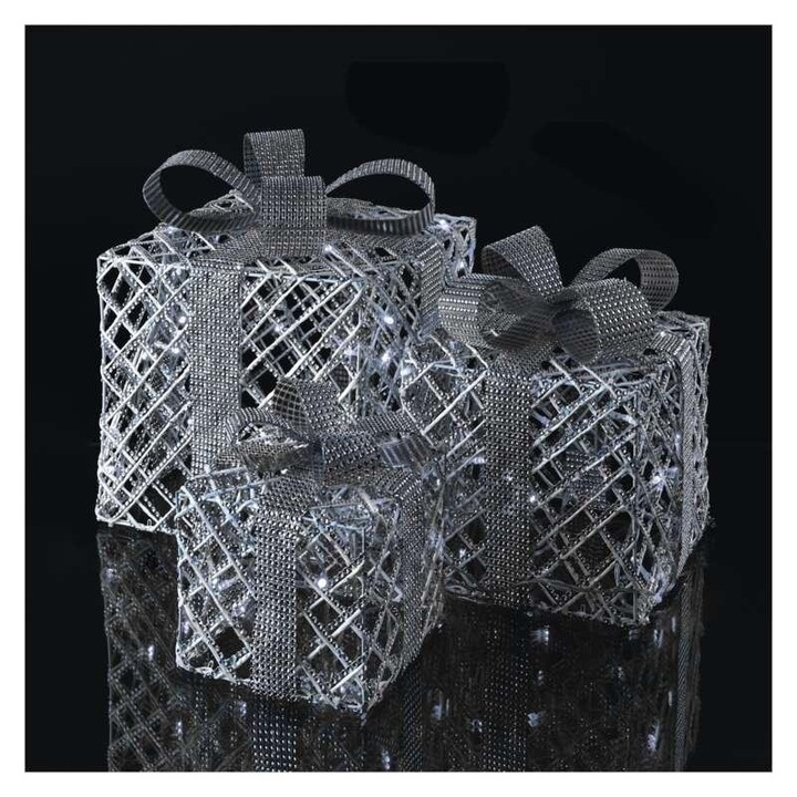 Prezent Świąteczny LED Dekoracja Świąteczna Podświetlany LED srebrny timer