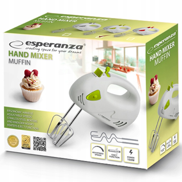 Mikser ręczny Esperanza Muffin EKM007G 125 W biały