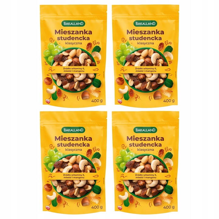 Mieszanka studencka klasyczna Bakalland 4x400g orzechy JAKOŚĆ PREMIUM